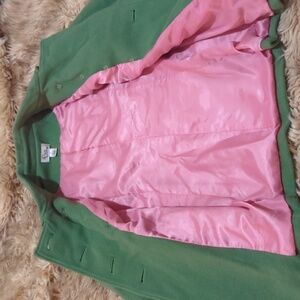 Lilly Pulitzer Green Wool Coat with Pink Lining